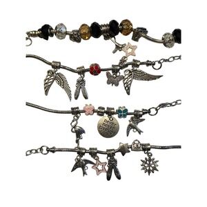 Crafting Charm Bracelet Lot Bundle Silver Tone Fashion Jewelry Accessories